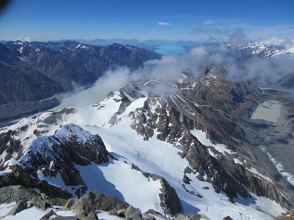 click on the photo to download the original image

07 View from Nazomi summit showing Hooker and Tasman glaciers