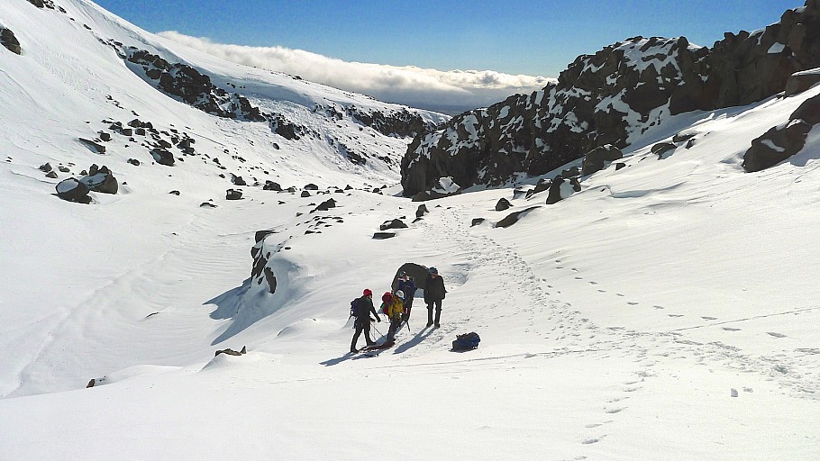 Nikki and Karl contemplating their line out of the Ampitheatre (old slab avo in background)