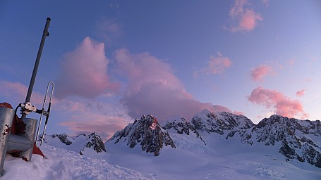 Pioneer Hut and Mts Haast and Tasman
