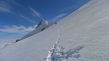 Climbing to West Hoe pass on a day visit to Centennial hut