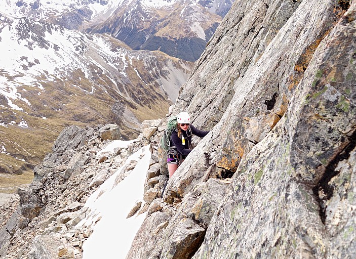 At this point, we found an entertaining ledge to follow.  The advice to Jade was 'think like a goat'...