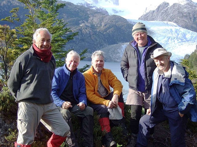 The originals.  Dave Launder, Paddy Gresham, Robert Gunn, Gordon Vickers, and Alan Bibby relax at base camp